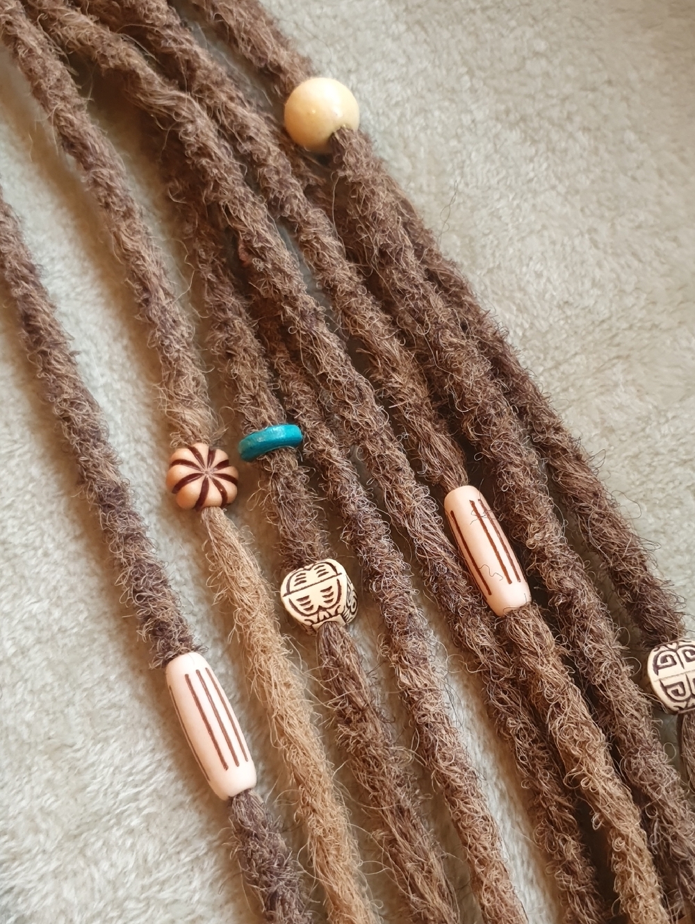 Brown Ombre Synthetic Dreadlocks With Bead Accessories - Double Ended - 22" - Picture 4 of 4